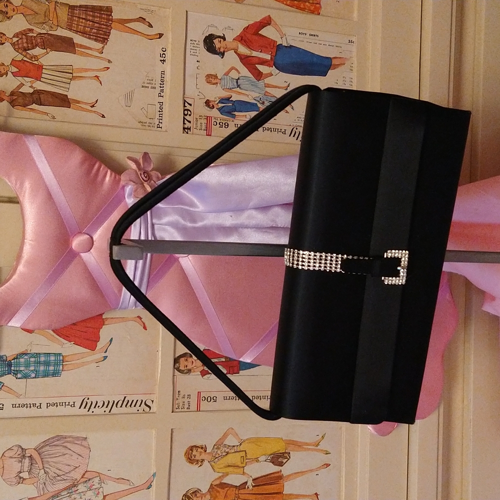 Valerie Stevens black satin evening bag